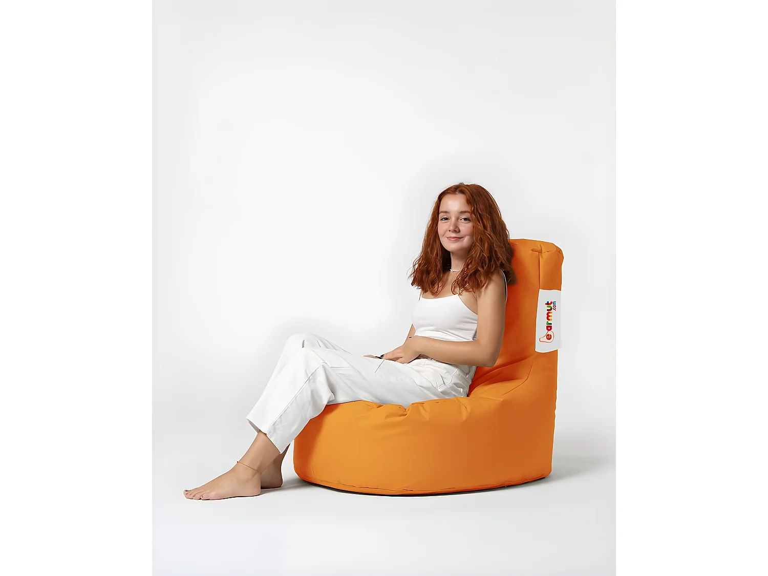 Pouf poire Arbone D70xH80cm Tissu Orange