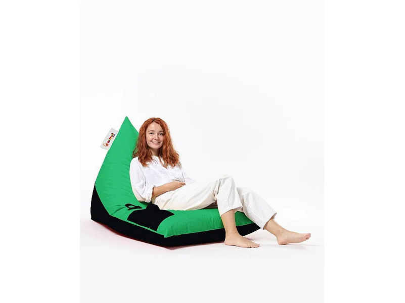 Pouf / coussin de sol triangle Gilko 90x145cm Tissu Noir et Vert