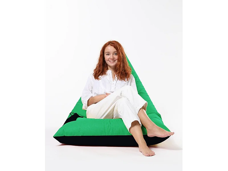 Pouf / coussin de sol triangle Gilko 90x145cm Tissu Noir et Vert