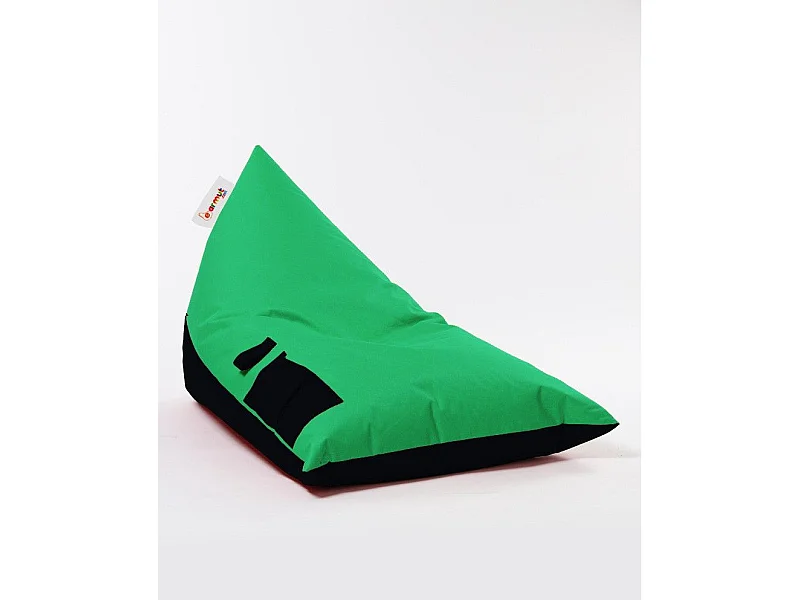 Pouf / coussin de sol triangle Gilko 90x145cm Tissu Noir et Vert