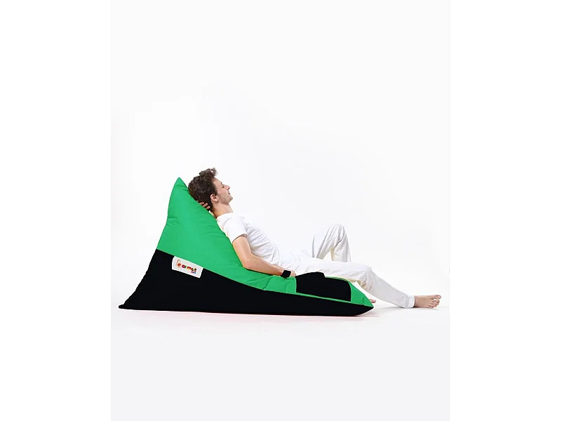 Pouf / coussin de sol triangle Gilko 90x145cm Tissu Noir et Vert