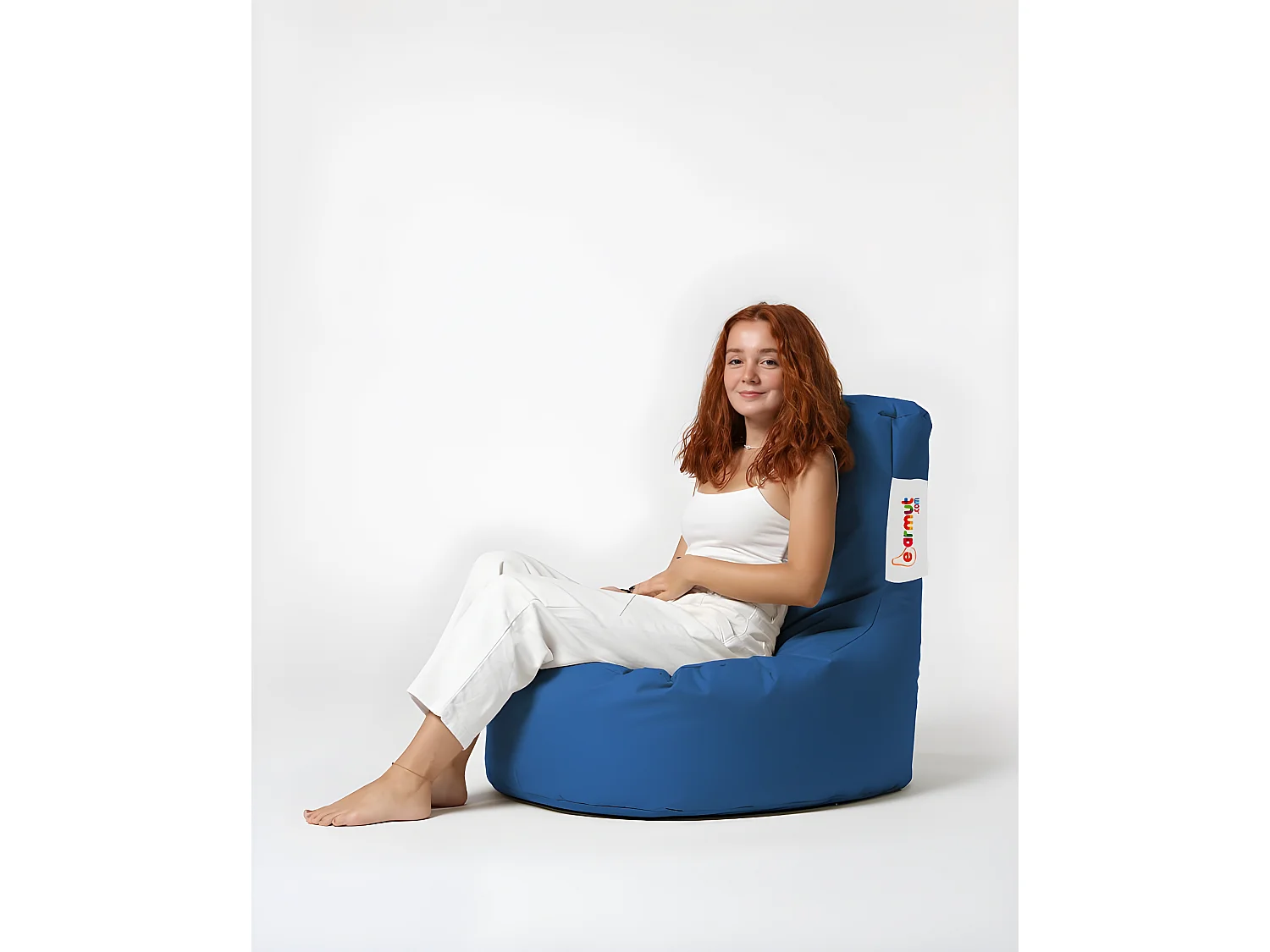 Pouf poire Arbone D70xH80cm Tissu Bleu