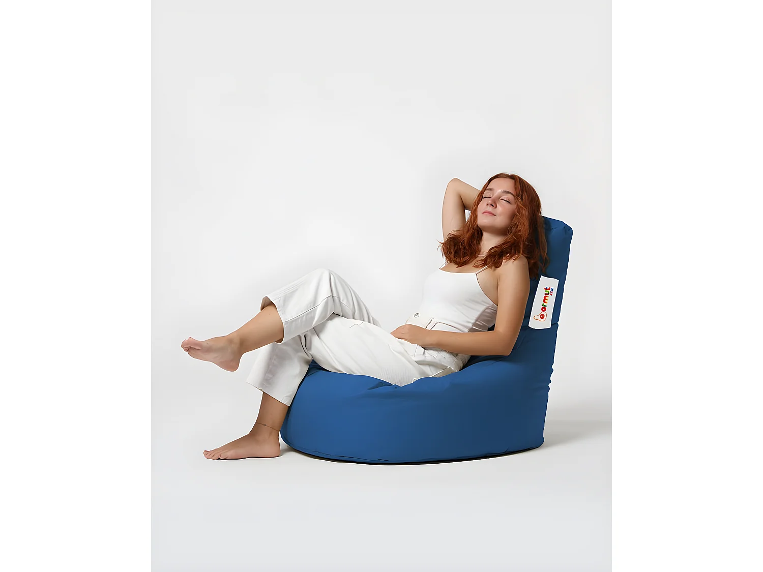 Pouf poire Arbone D70xH80cm Tissu Bleu