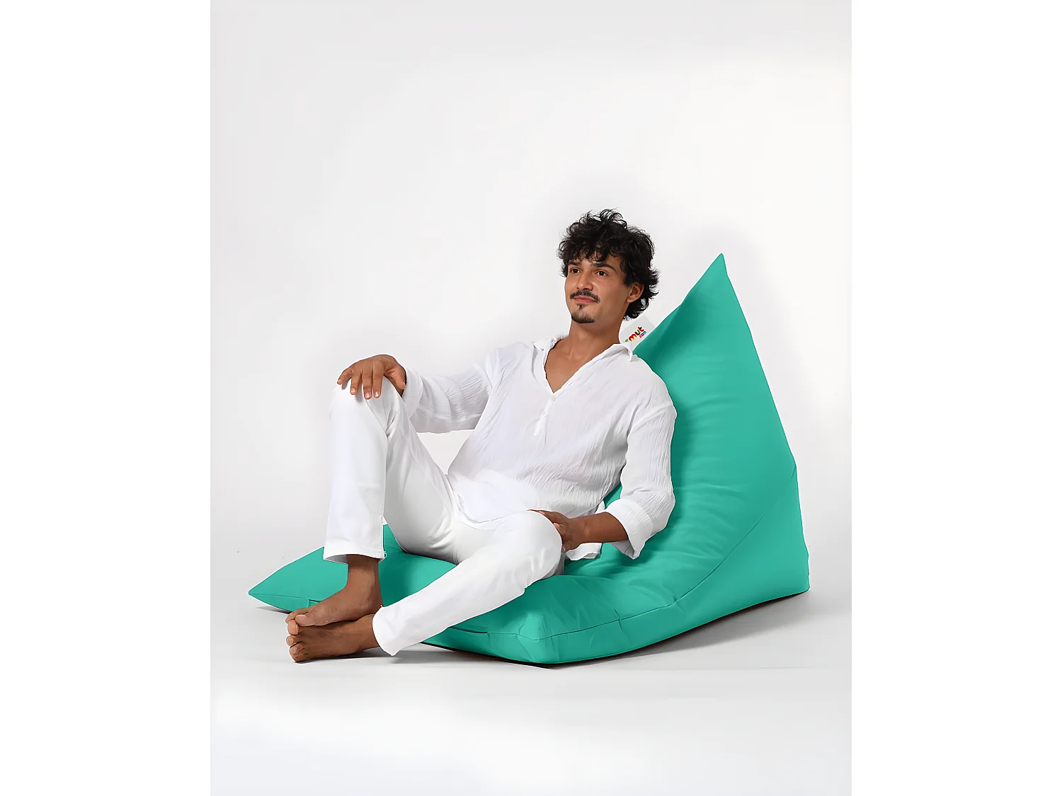 Pouf / coussin de sol triangle Gilka 90x145cm Tissu Turquoise