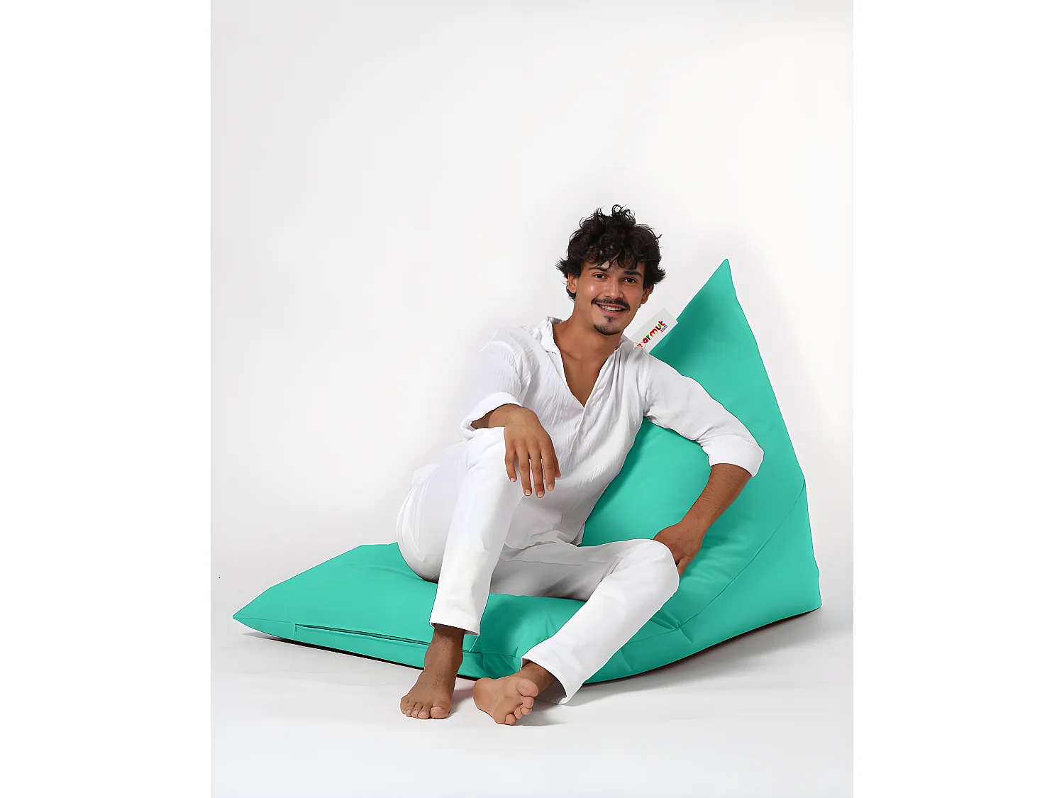 Pouf / coussin de sol triangle Gilka 90x145cm Tissu Turquoise