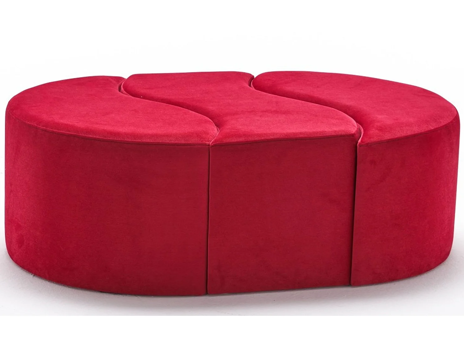 Lot de 3 poufs puzzle Ratsel Velours Rouge