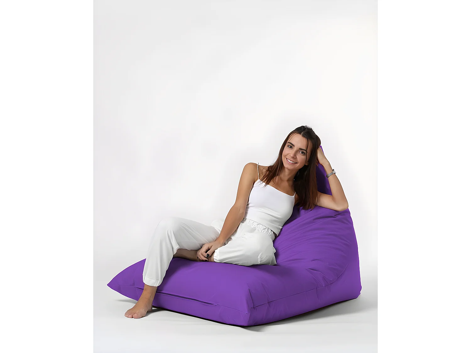 Pouf / coussin de sol triangle Gilka 90x145cm Tissu Violet
