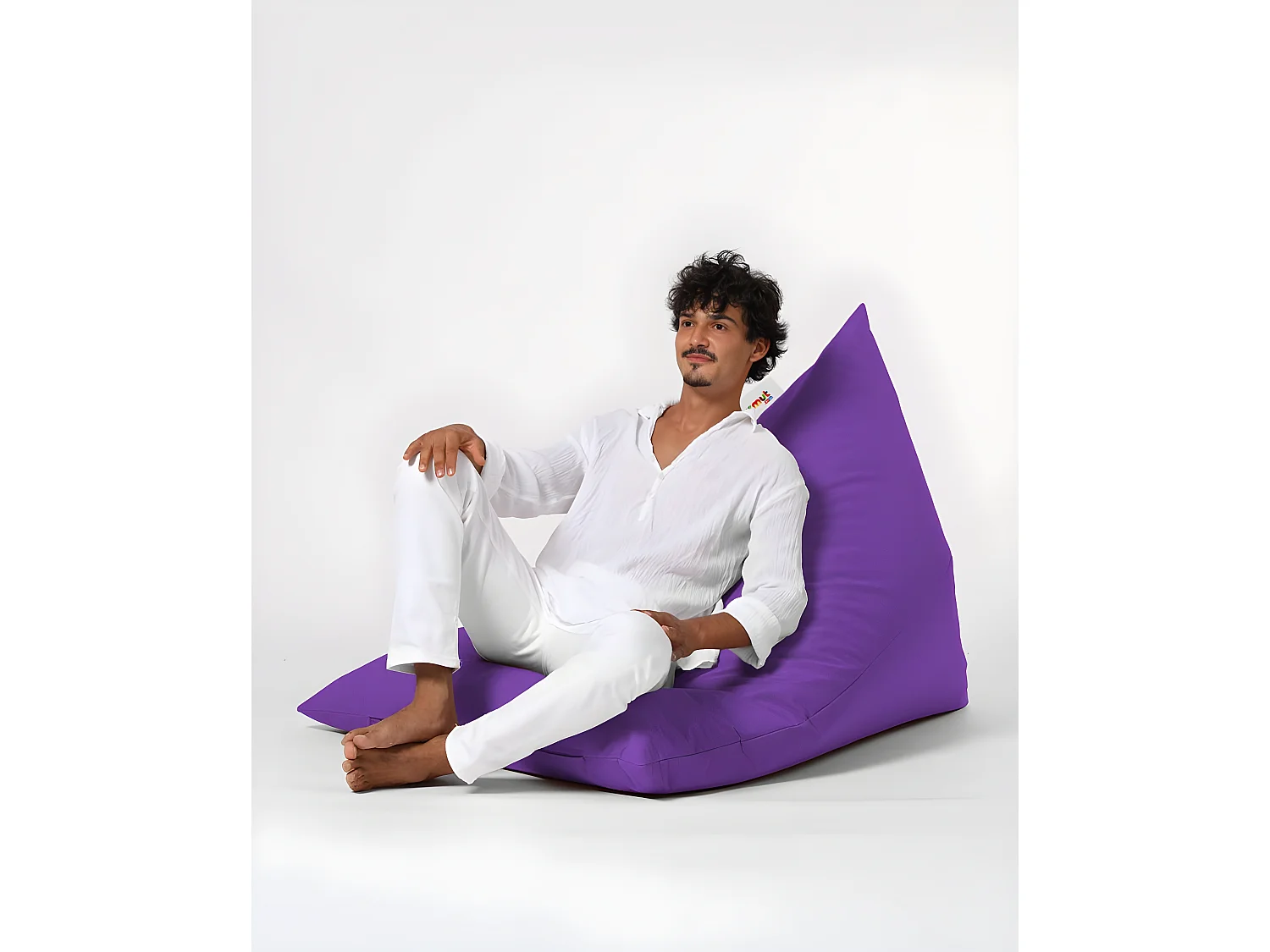 Pouf / coussin de sol triangle Gilka 90x145cm Tissu Violet