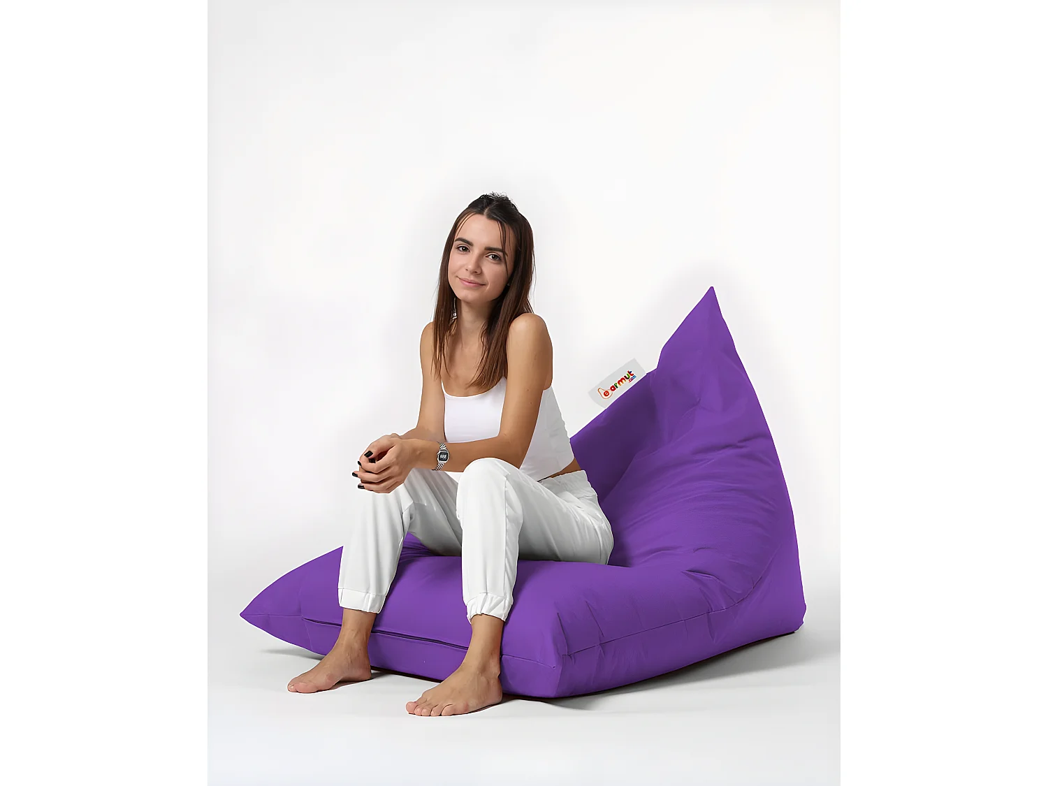 Pouf / coussin de sol triangle Gilka 90x145cm Tissu Violet