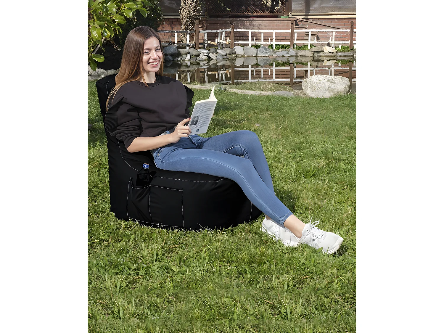 Pouf poire Arbane D70xH80cm Tissu Noir