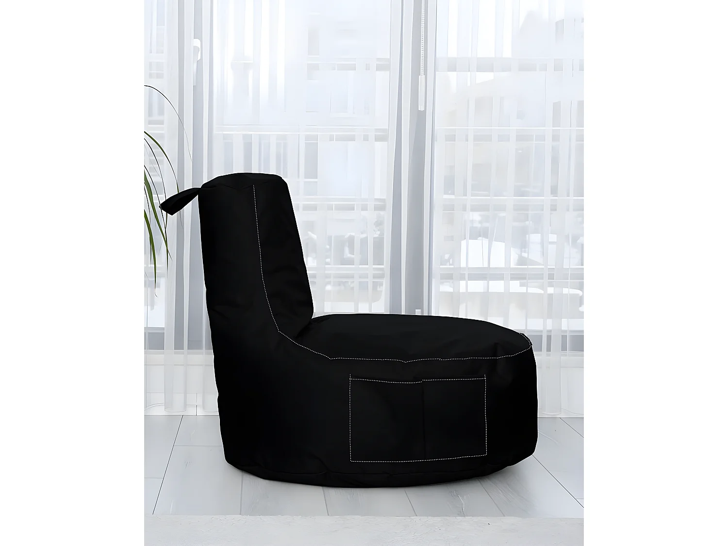 Pouf poire Arbane D70xH80cm Tissu Noir
