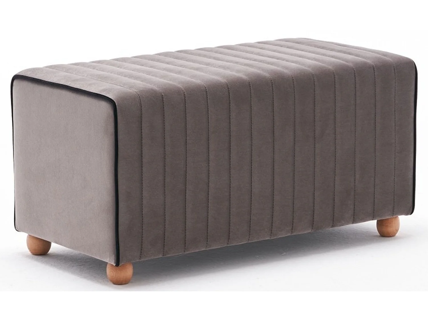 Pouf / Repose pied Sammy 80cm Bois Naturel et Velours Gris