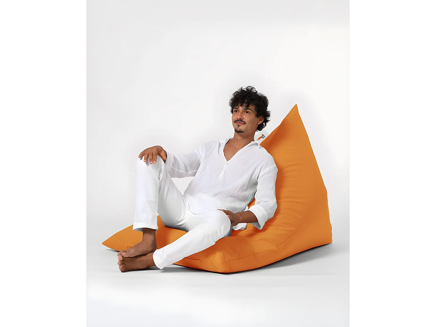 Pouf / coussin de sol triangle Gilka 90x145cm Tissu Orange