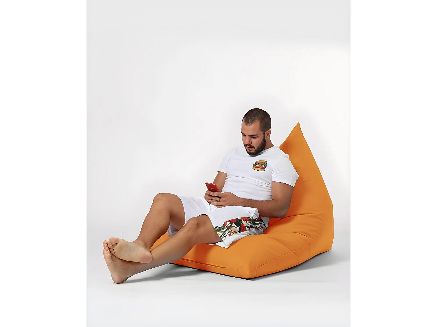 Pouf / coussin de sol triangle Gilka 90x145cm Tissu Orange