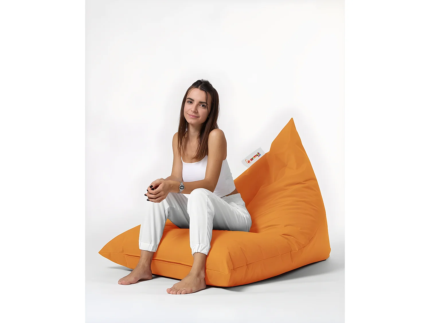 Pouf / coussin de sol triangle Gilka 90x145cm Tissu Orange