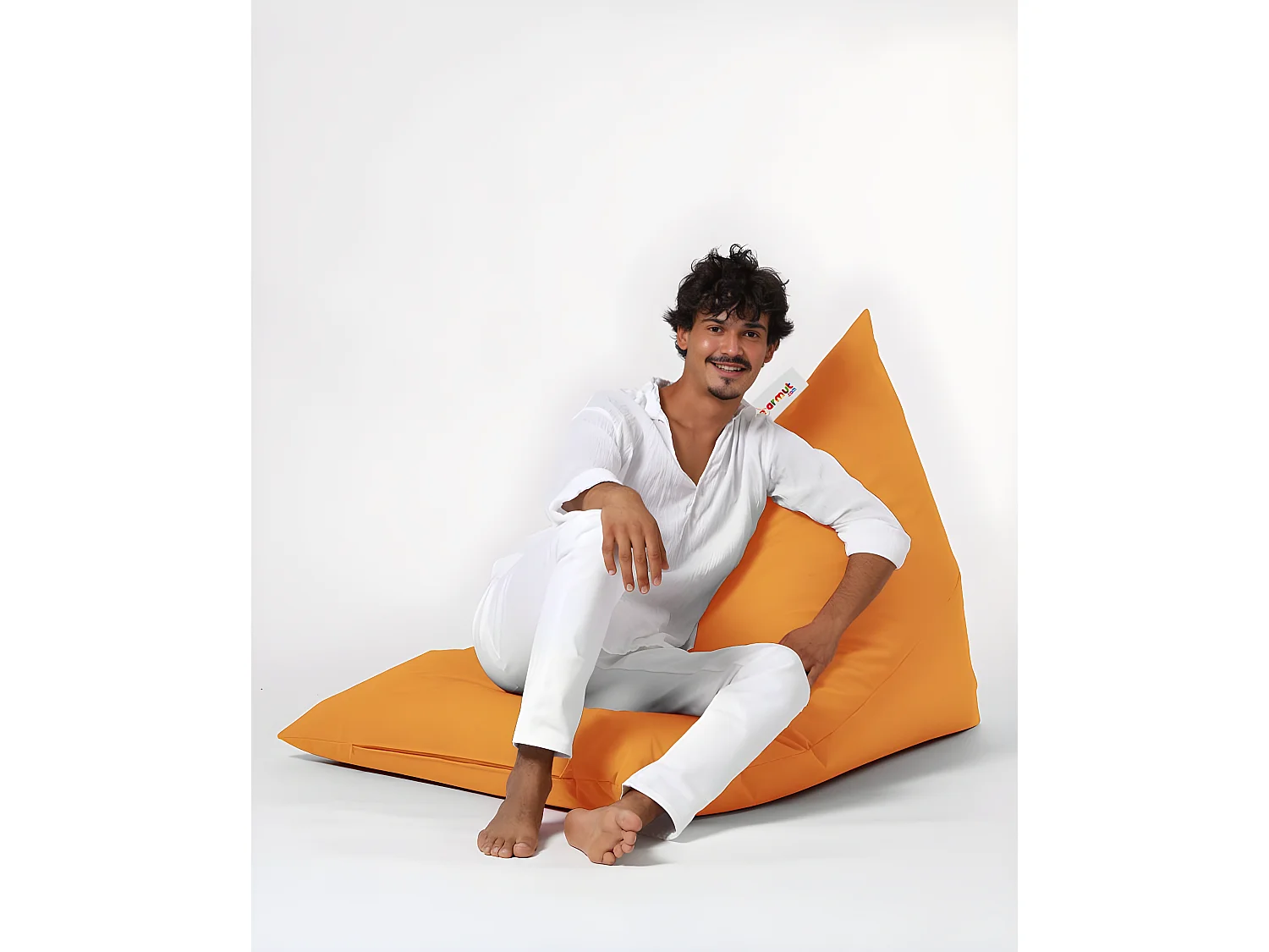 Pouf / coussin de sol triangle Gilka 90x145cm Tissu Orange