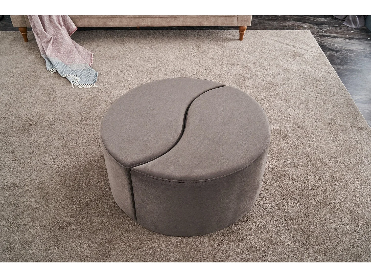 Lot de 2 poufs puzzle Ratsel L43xH40cm Velours Taupe