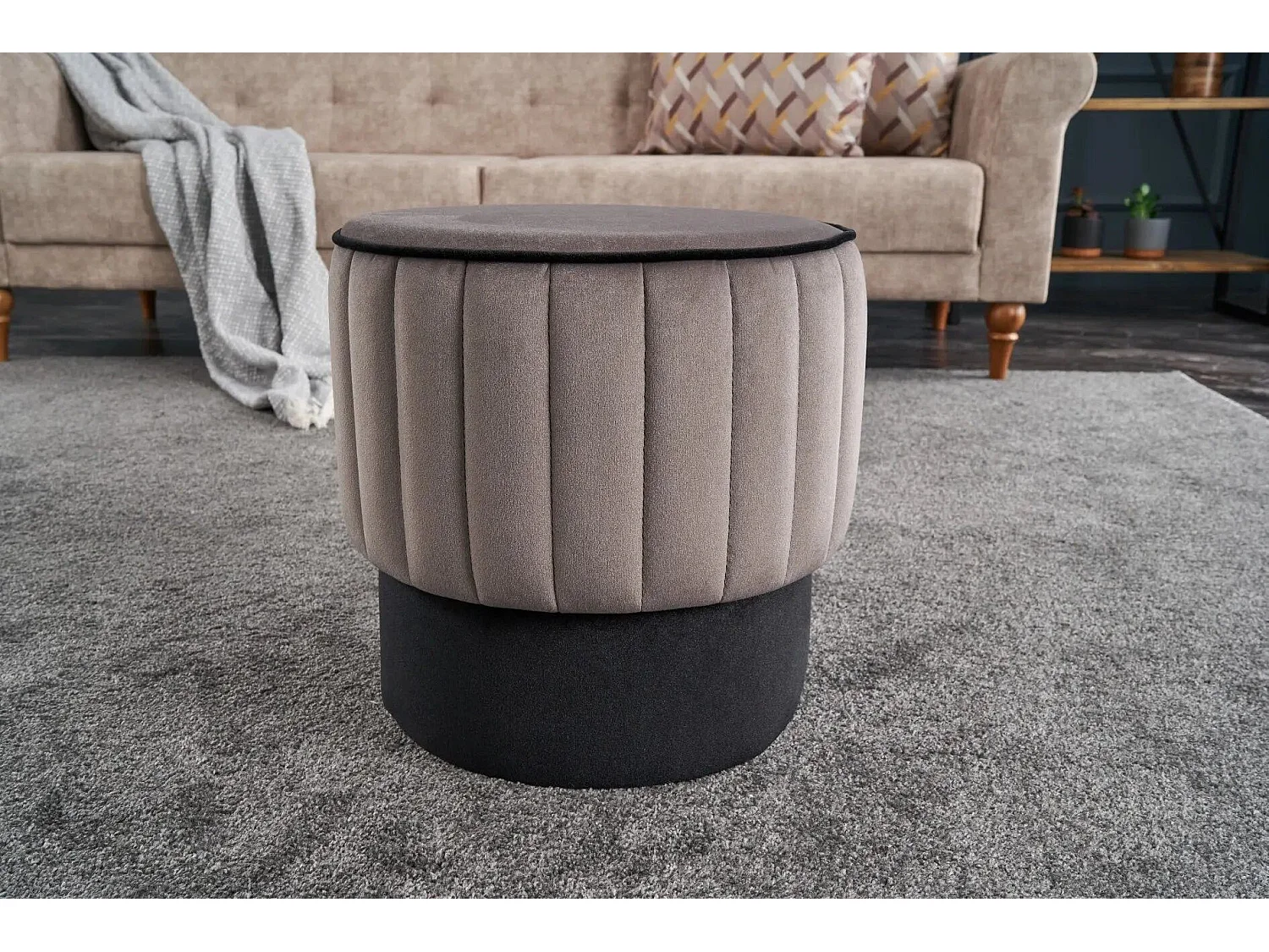 Puf Altadena 518, Gris, 40cm, Diámetro: 40, Tapiz