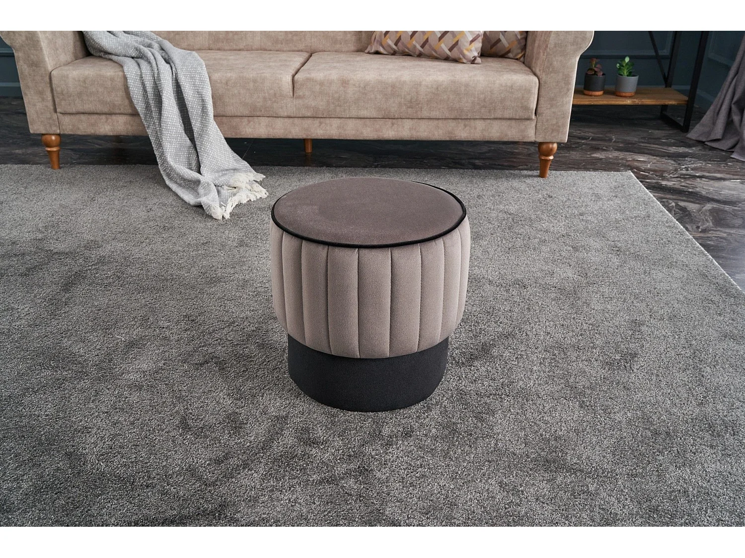 Puf Altadena 518, Gris, 40cm, Diámetro: 40, Tapiz