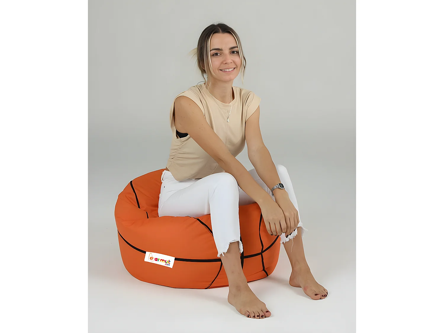 Pouf ballon de basket Andrus D70cm Orange