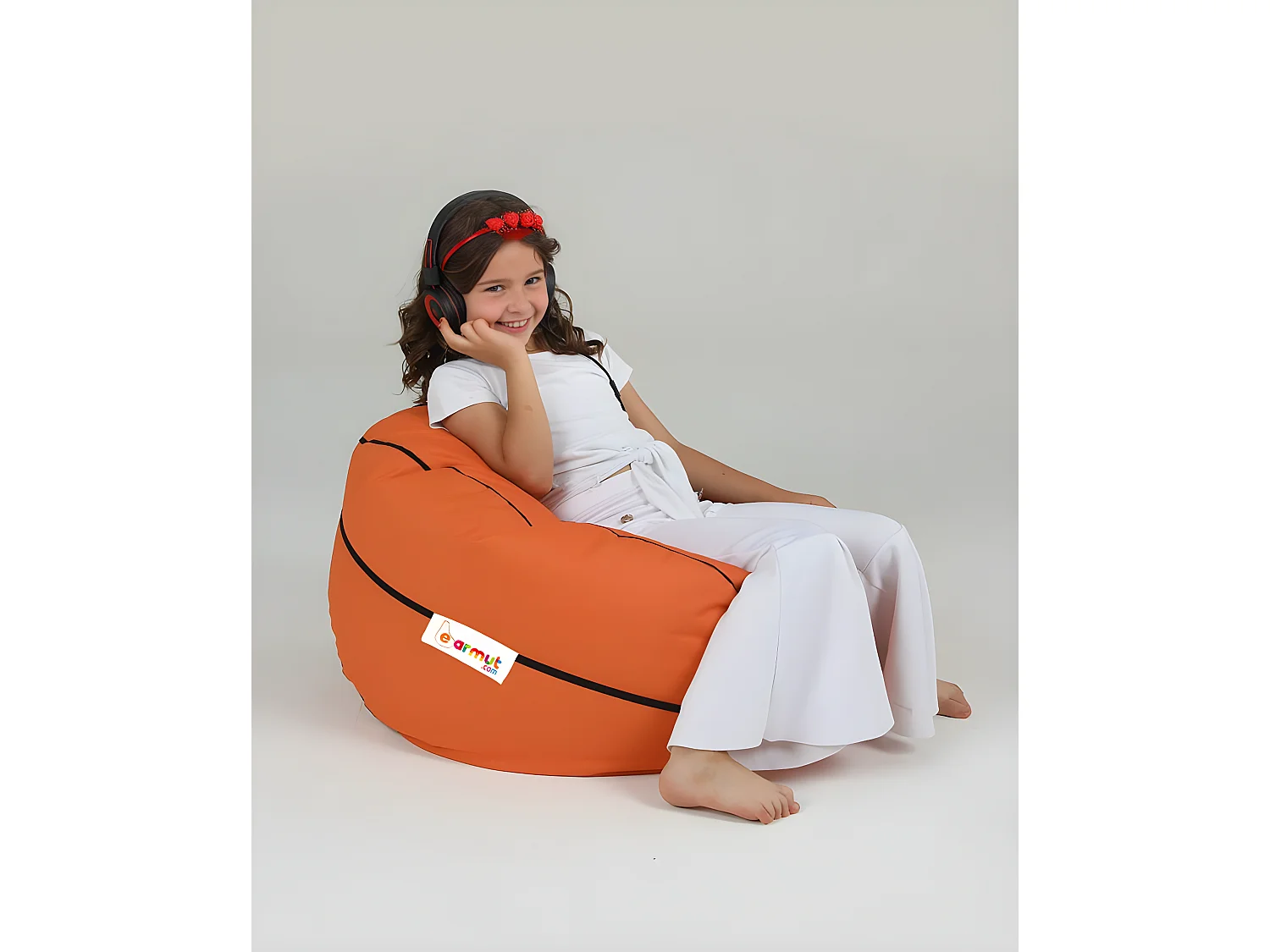 Pouf ballon de basket Andrus D70cm Orange