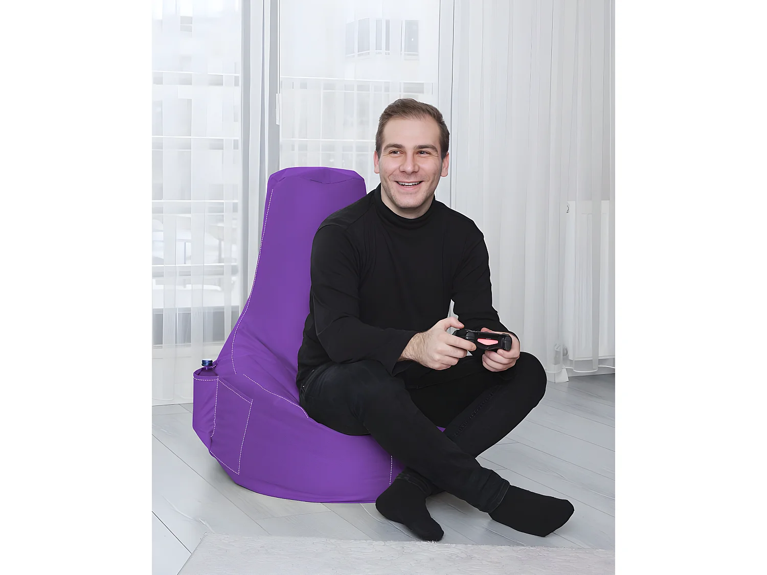 Pouf poire Arbane D70xH80cm Tissu Violet