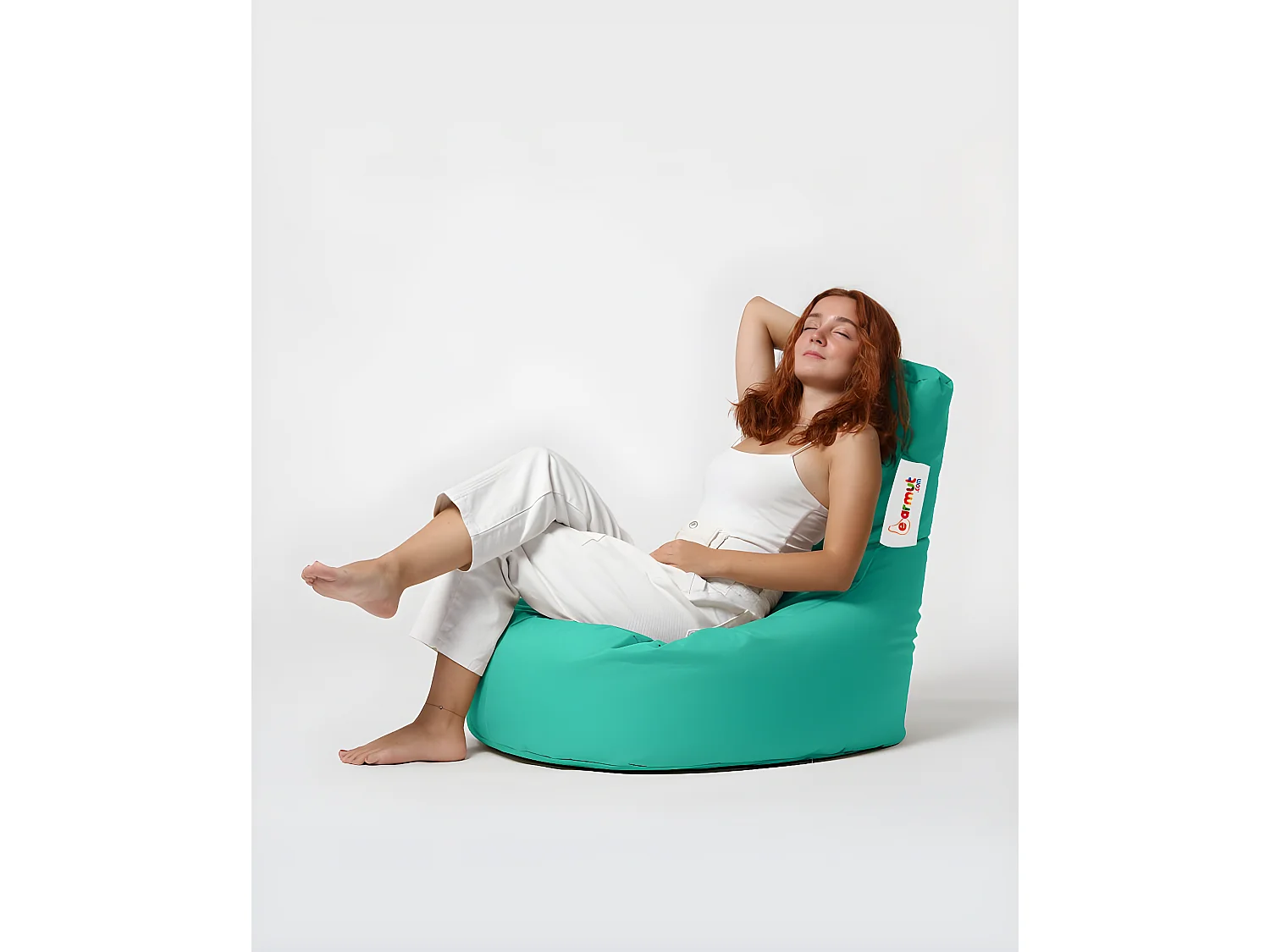 Pouf poire Arbone D70xH80cm Tissu Turquoise