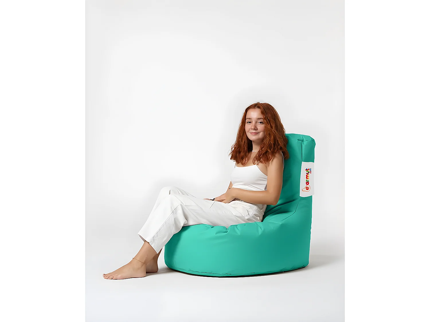 Pouf poire Arbone D70xH80cm Tissu Turquoise