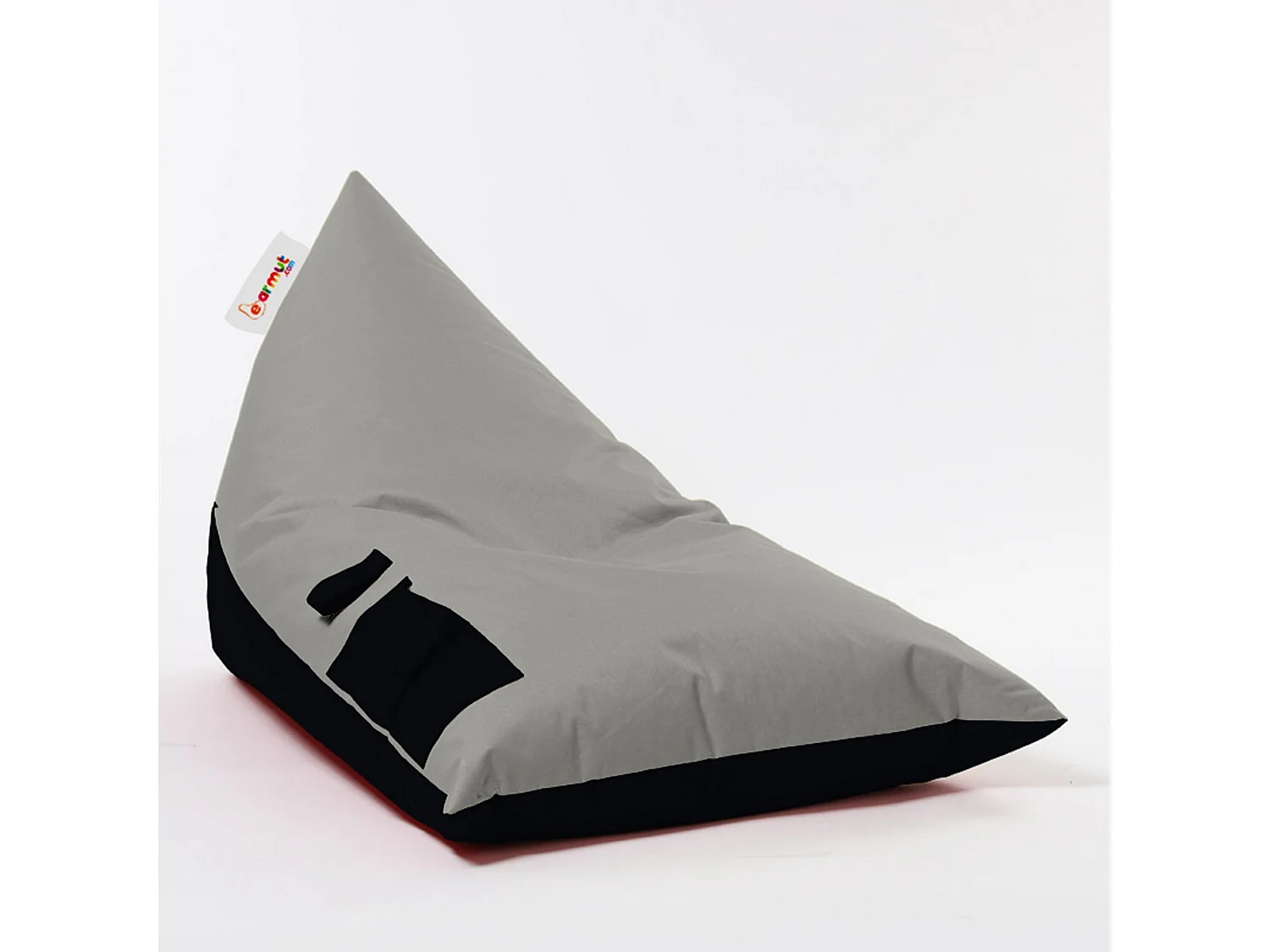 Pouf / coussin de sol triangle Gilko 90x145cm Tissu Noir et Gris