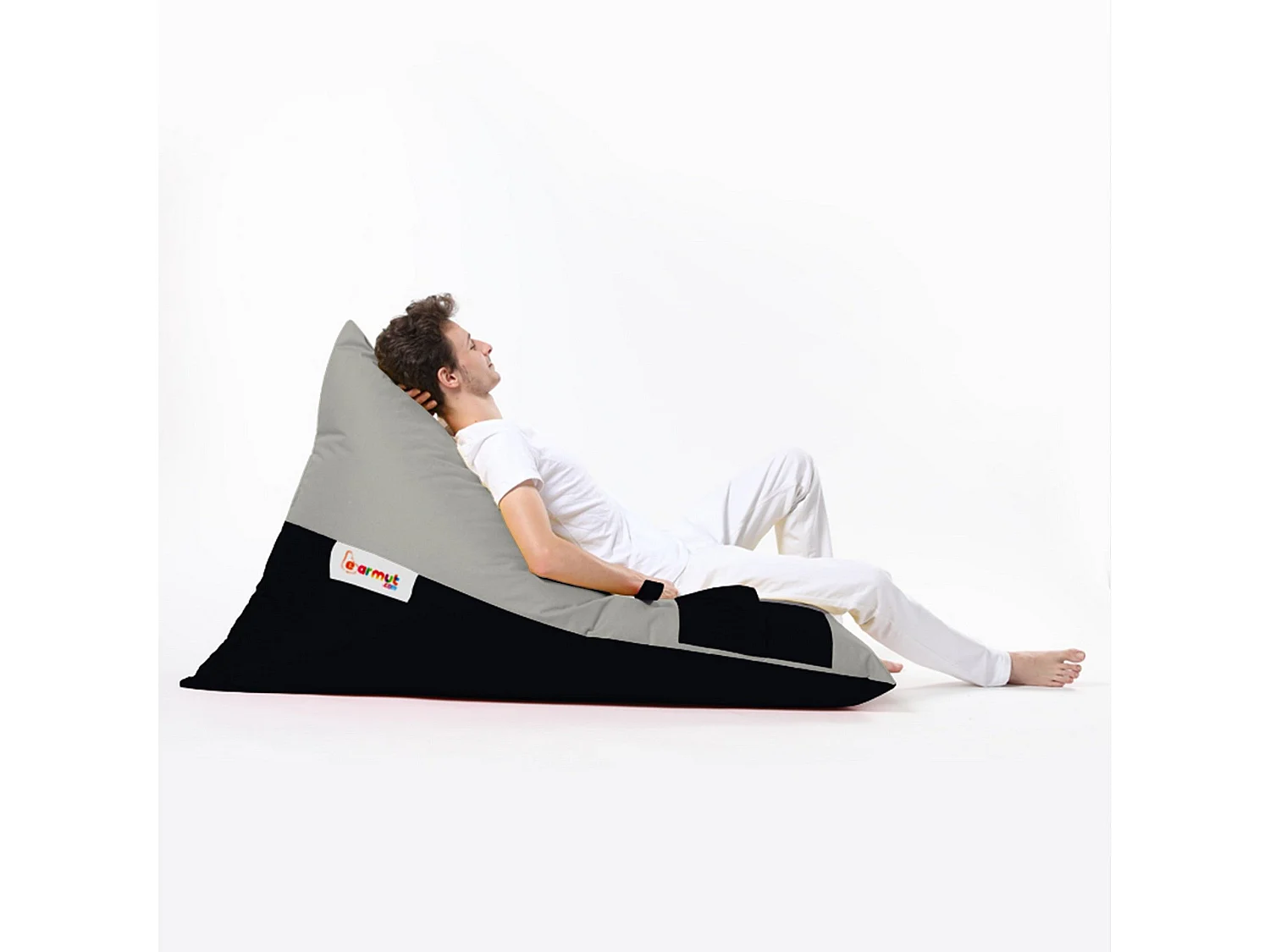 Pouf / coussin de sol triangle Gilko 90x145cm Tissu Noir et Gris