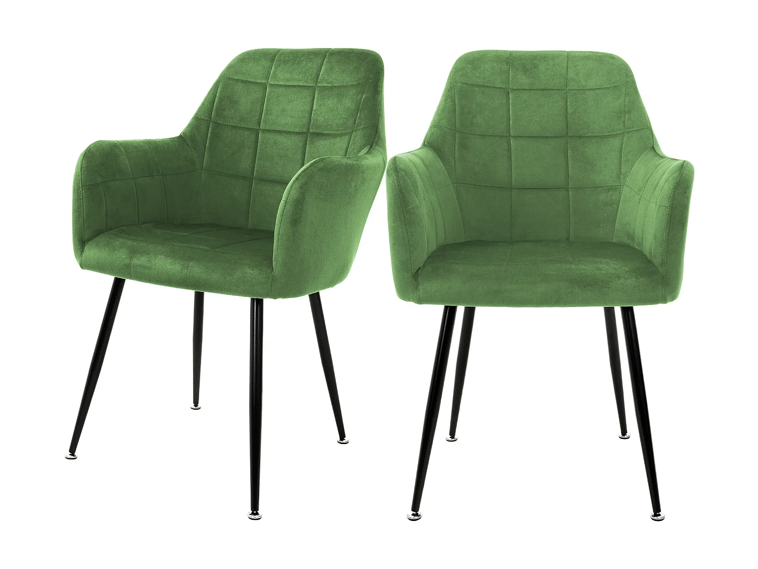 Set 2x chaises de salle à manger rembourré velours vert fauteuils retro/moderne