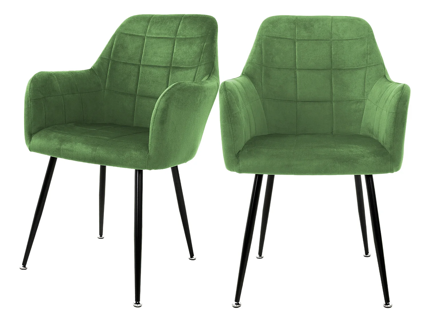 Set 2x chaises de salle à manger rembourré velours vert fauteuils retro/moderne