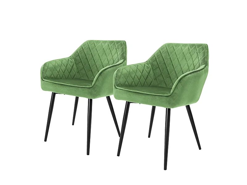 Lot de 2x chaises de salle à manger rembourrée en velours fauteuils salon vert