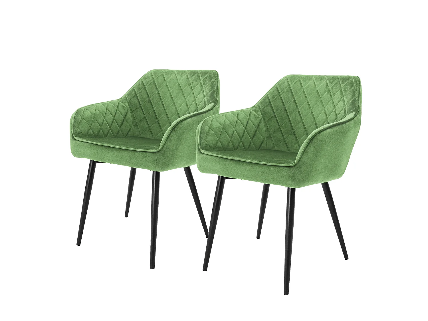 Lot de 2x chaises de salle à manger rembourrée en velours fauteuils salon vert