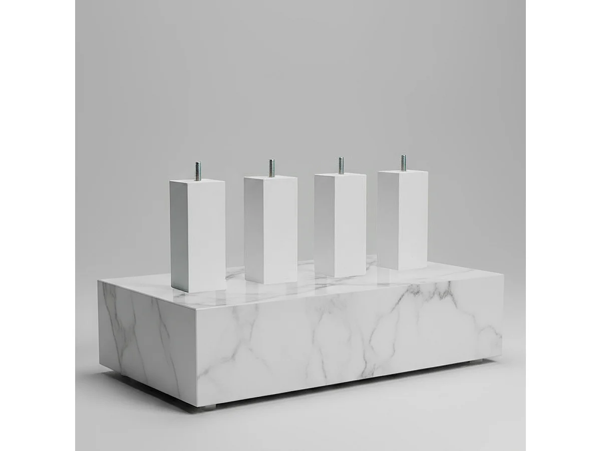 Pieds de lit carré bois 20 cm - lot de 4 - Blanc