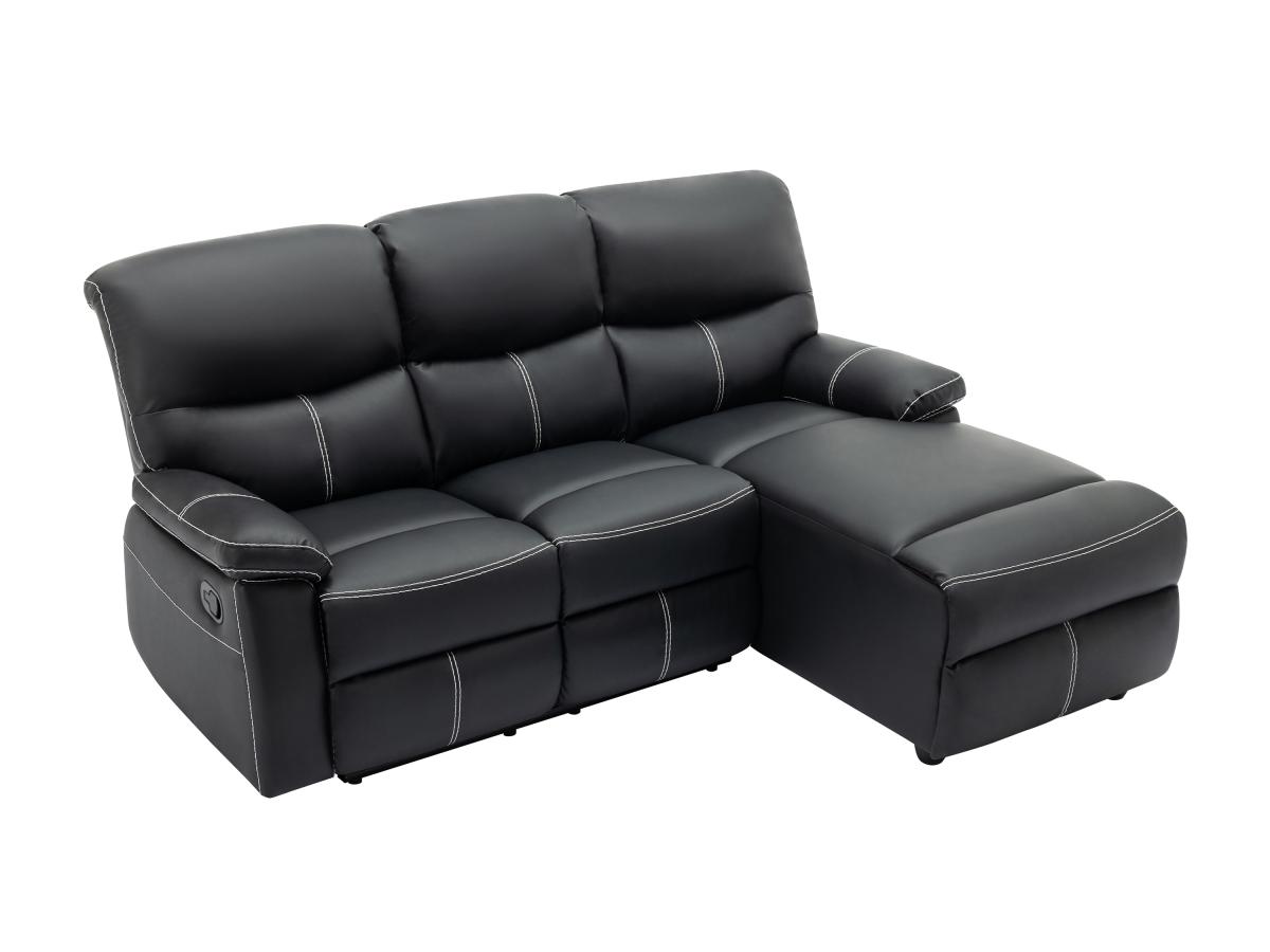 Eckrelaxsofa - Ecke rechts - Kunstleder - Schwarz - CANBY günstig online kaufen