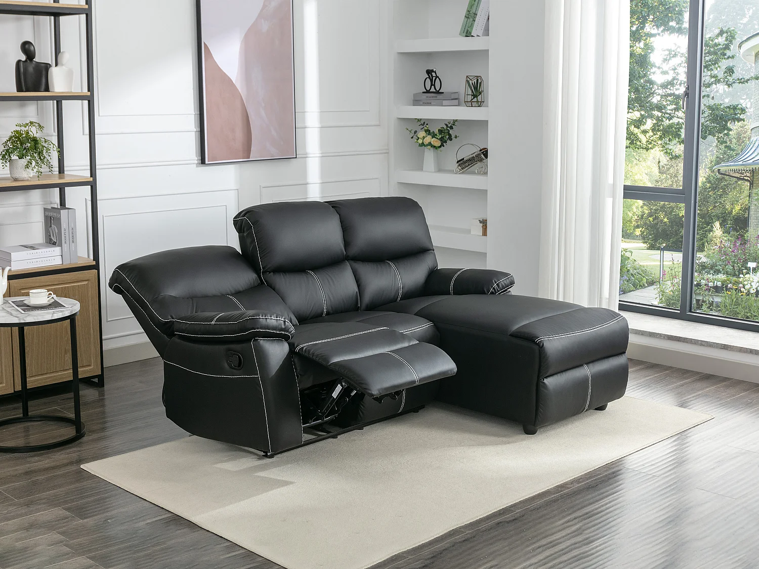 Eckrelaxsofa - Ecke rechts - Kunstleder - Schwarz - CANBY