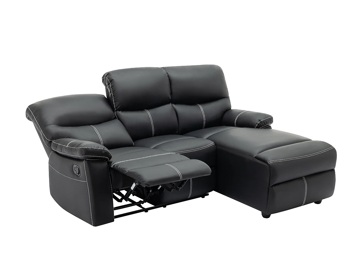 Canapé d'angle droit relax en simili noir CANBY