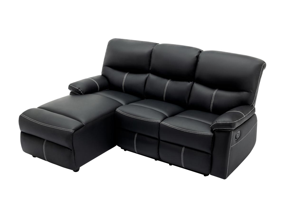 Eckrelaxsofa - Ecke links - Kunstleder - Schwarz - CANBY günstig online kaufen