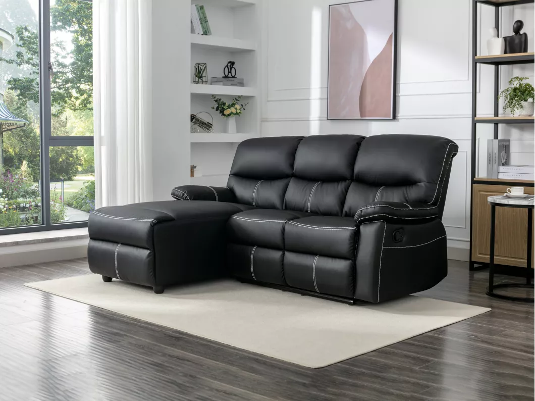 Kauf Unique Eckrelaxsofa - Ecke links - Kunstleder - Schwarz - CANBY