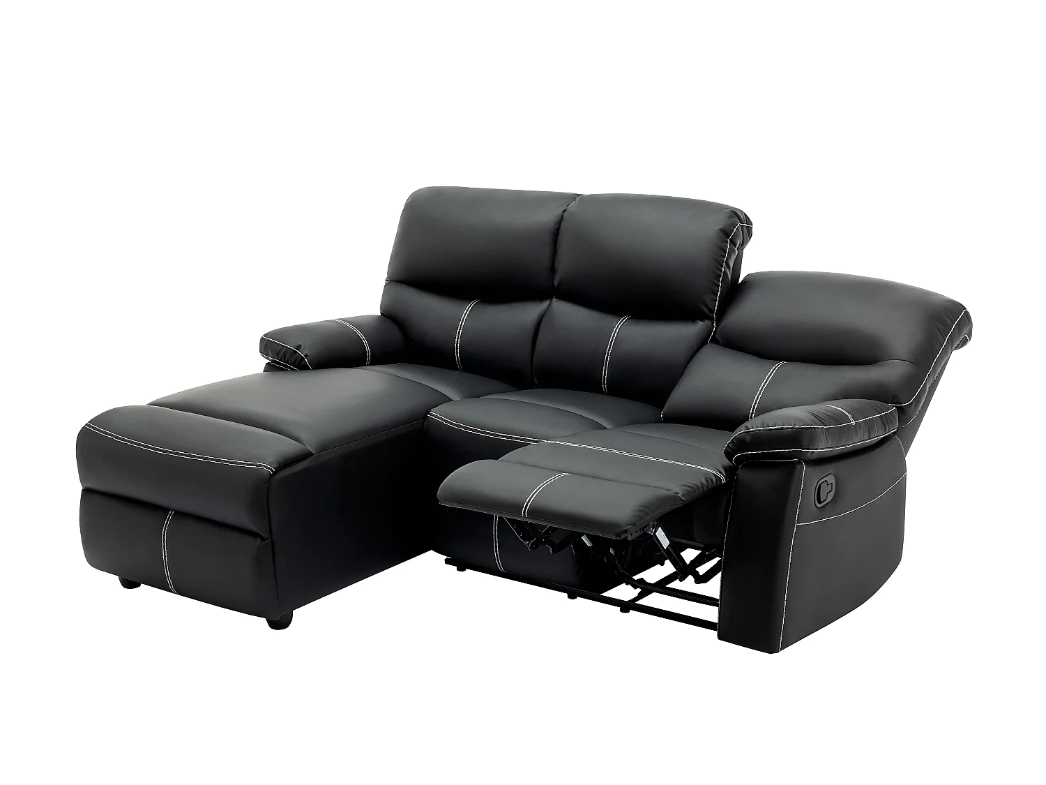 Eckrelaxsofa - Ecke links - Kunstleder - Schwarz - CANBY