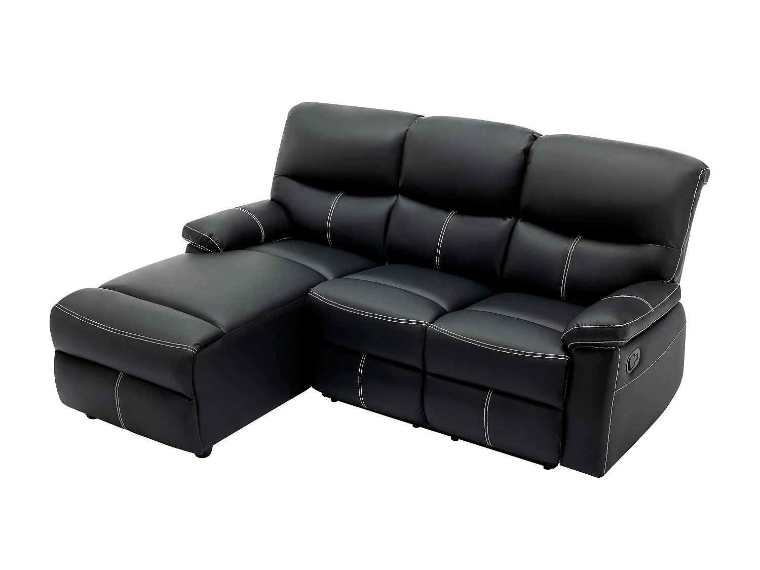 Eckrelaxsofa - Ecke links - Kunstleder - Schwarz - CANBY