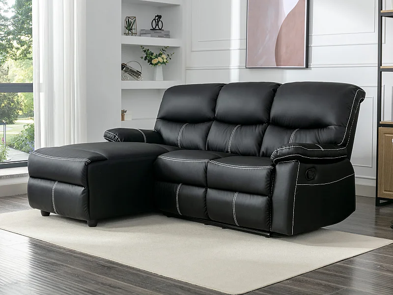 Canapé d'angle gauche relax en simili noir CANBY