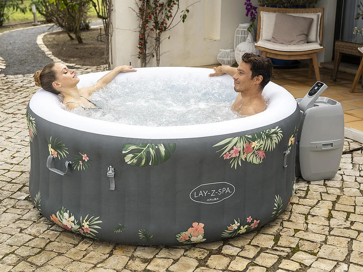Spa Hinchable Bestway Lay-Z-Spa Aruba 170x66cm para 3 Personas con Airjet y Cobertor