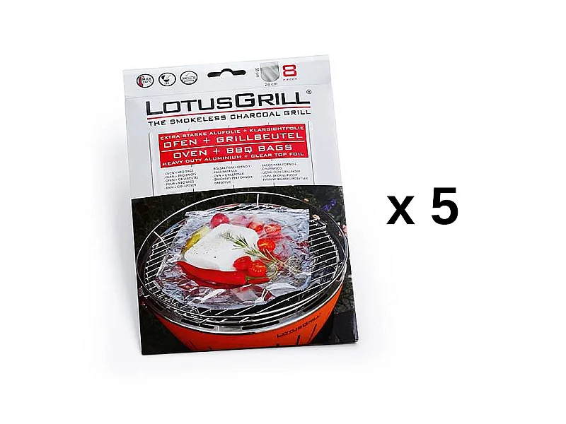 Lotusgrill 5 lots de 8 papillottes pour barbecue - lot5-gb-al-m