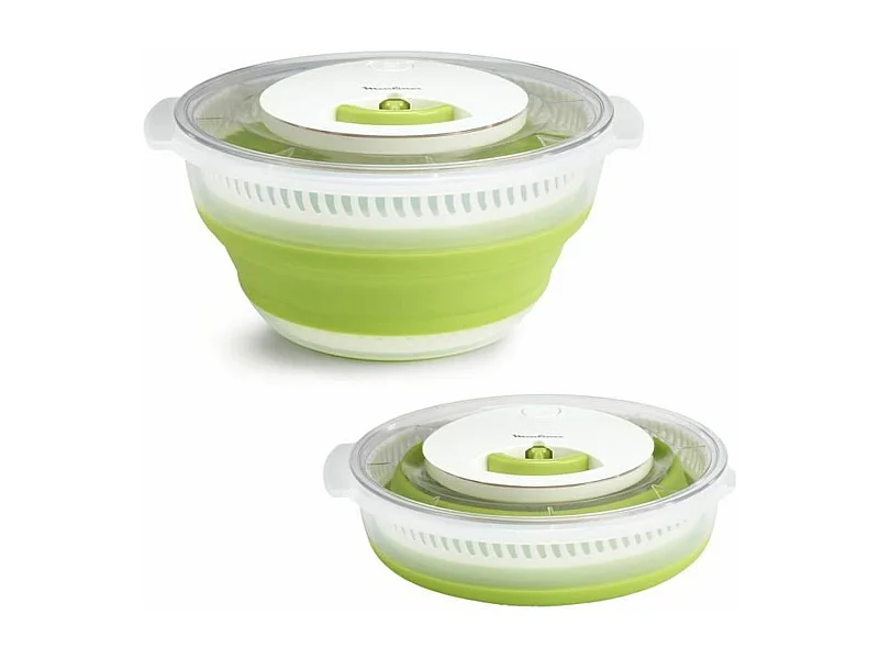 Essoreuse à salade rétractable 4 L antidérapante - Vert-blanc