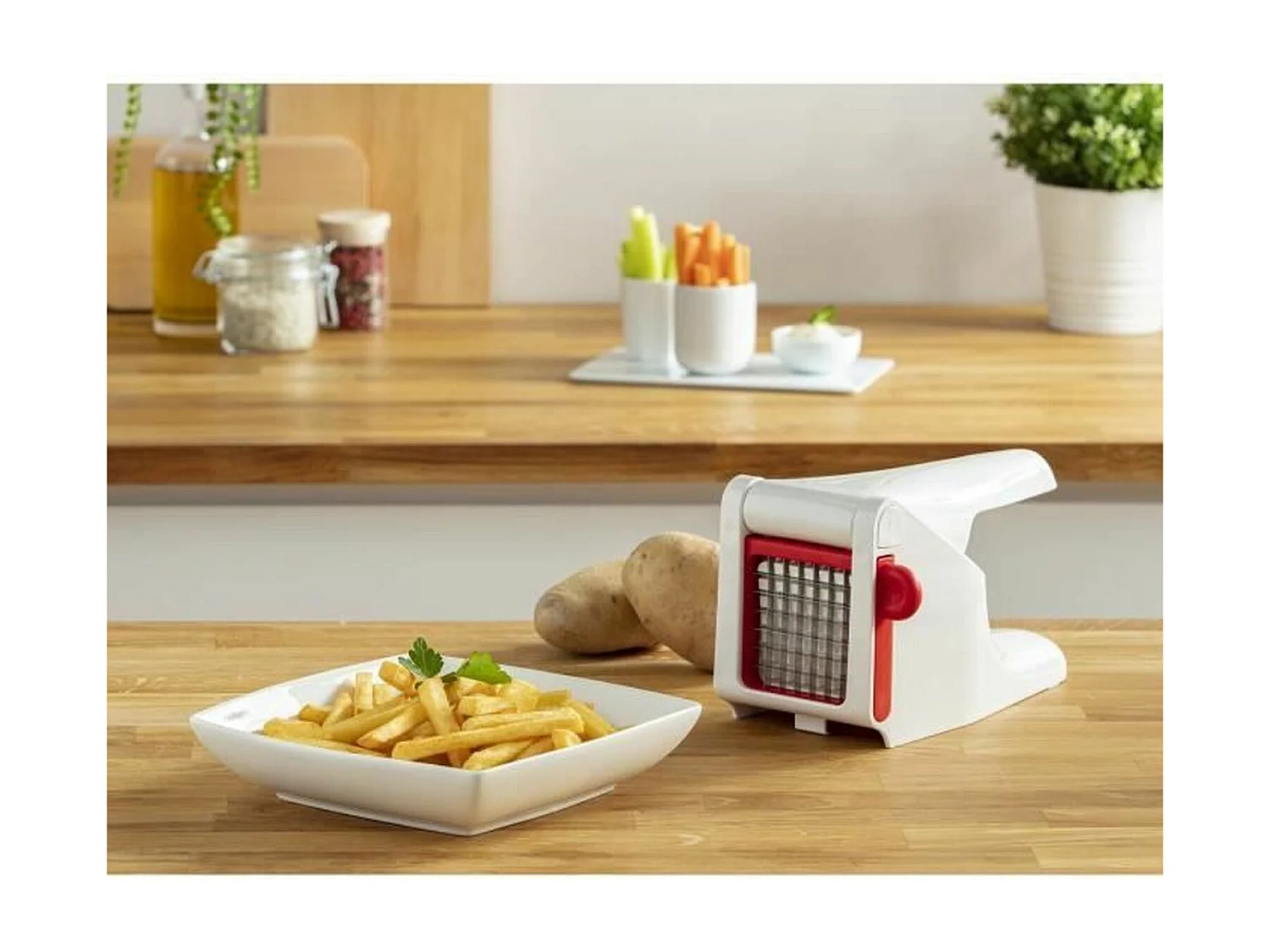 Moulinex Coupe frites et légumes manuel, Large grille 7 x 7 cm, Lames inox