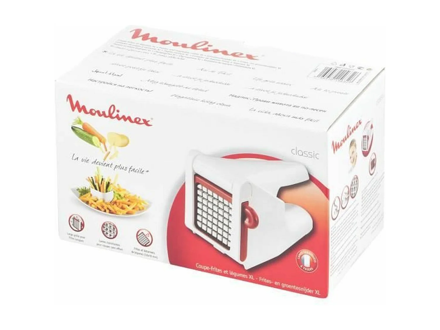 Moulinex Coupe frites et légumes manuel, Large grille 7 x 7 cm, Lames inox