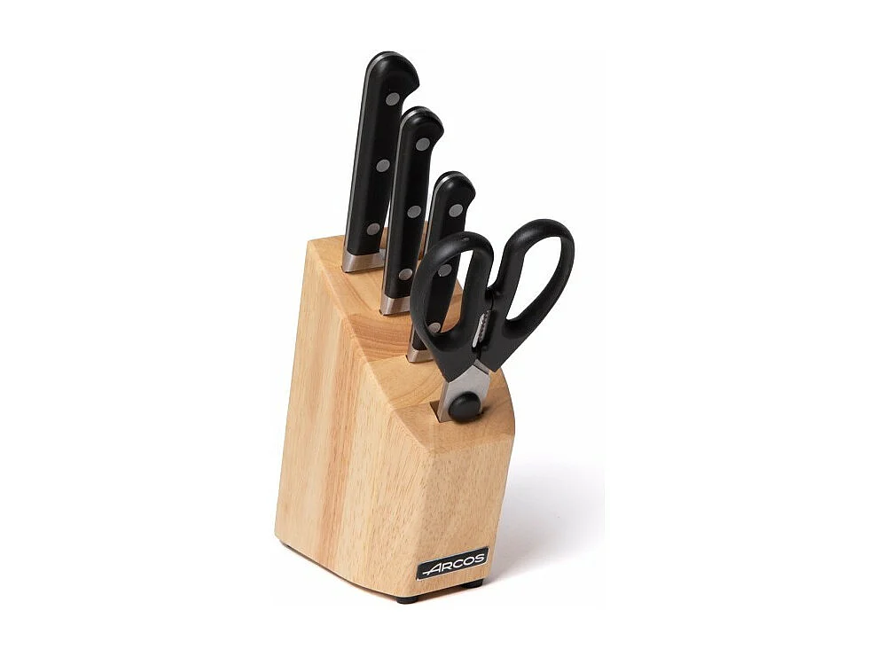 Arcos Serie Ópera Messerset + Edelstahlschere mit Holzhalter