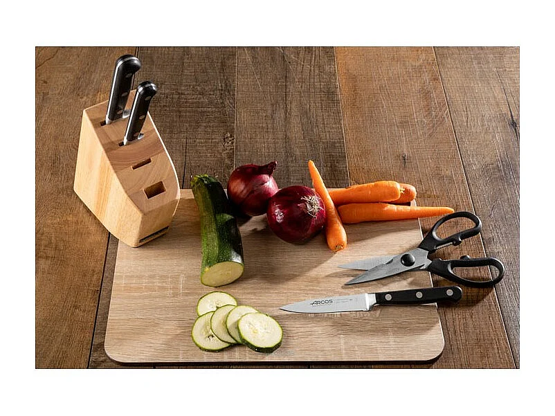 Arcos Serie Ópera Messerset + Edelstahlschere mit Holzhalter